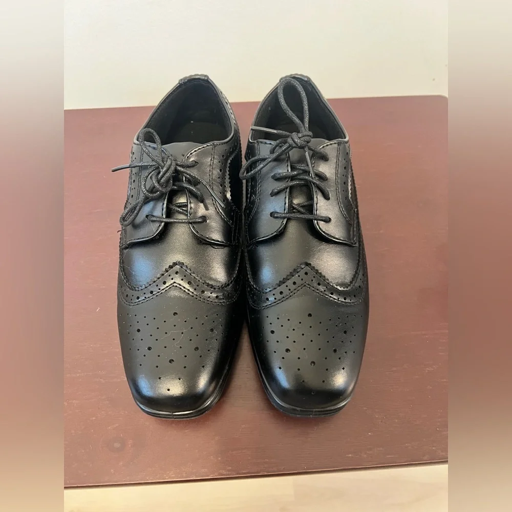 Deer Stags Ace Boys Black Dress Shoes Size 6